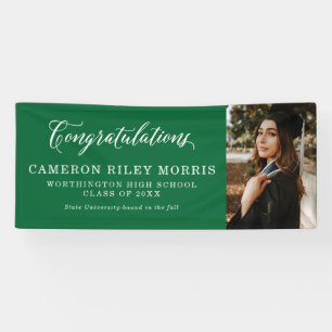 Congratulations graduate green graduation photo banner