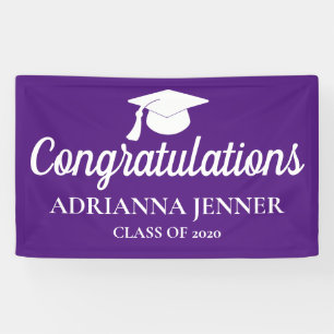 Congratulations Graduate Hat   Script   Purple Banner