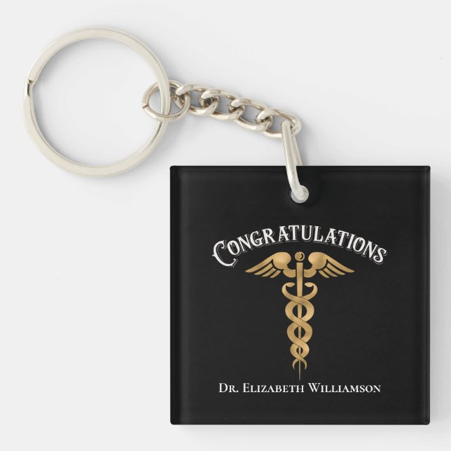 Congratulations Graduate Medical Physician Doctor Key Ring (Front)