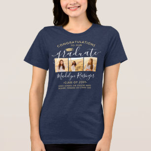 Congratulations Graduate Modern 3 Photo Graduation Tri-Blend Shirt