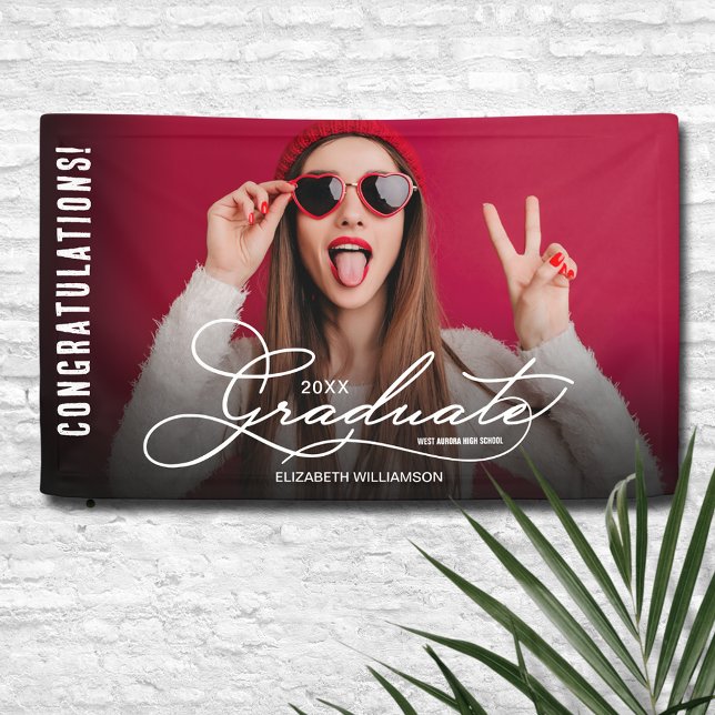 Congratulations Graduate Modern Photo Banner (Graduation Congratulations Modern Photo Banner - indoor or outdoor)