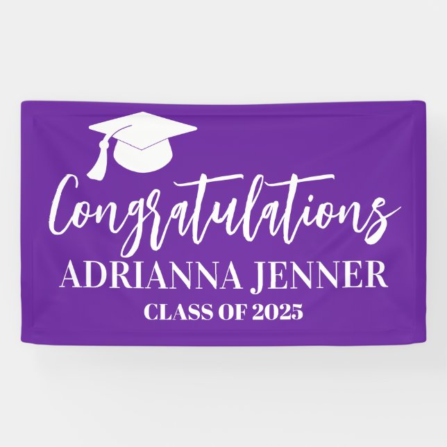Congratulations Graduate Modern Script Purple Banner (Horizontal)
