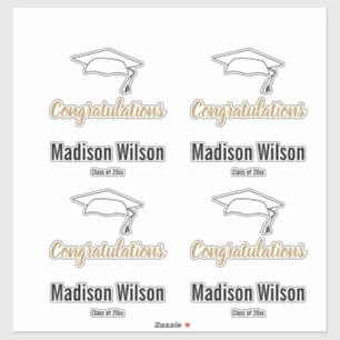 Congratulations Graduate Name Black White and Gold