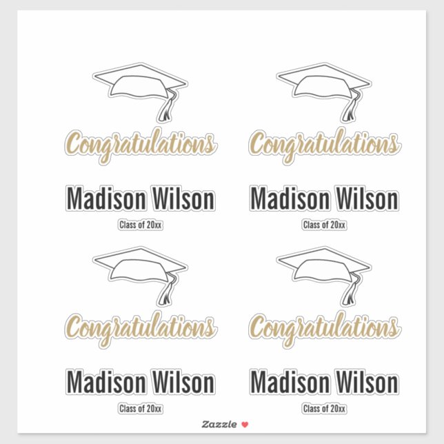 Congratulations Graduate Name Black White and Gold (Sheet)