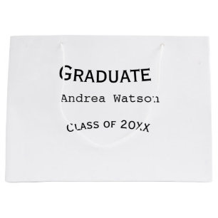 Congratulations graduate name class of 20XX type w Large Gift Bag