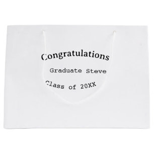 Congratulations graduate name class of 20XX type w Large Gift Bag