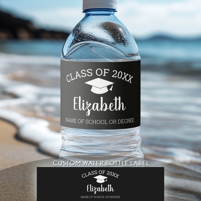 Congratulations Graduate Name Script Graduation Water Bottle Label (Custom Graduation Water Bottle Label)