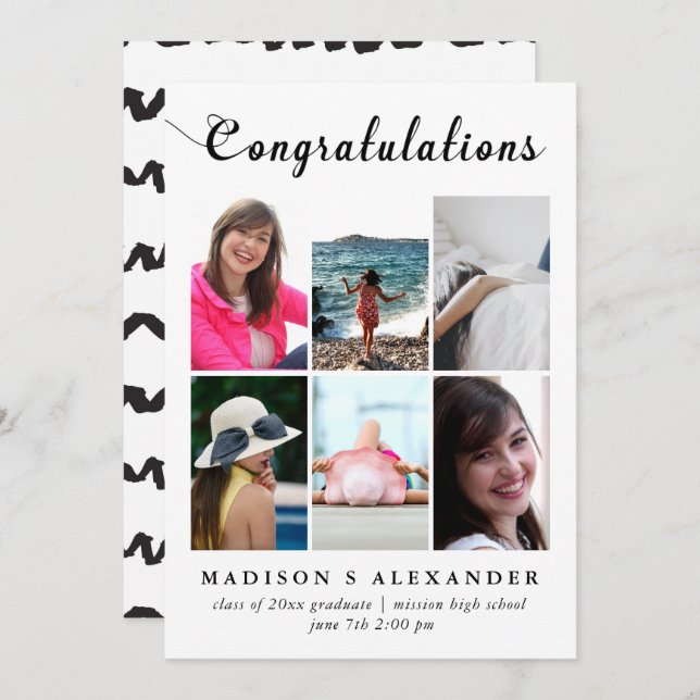 Congratulations Graduate Photo Collage Graduation Announcement (Front/Back)