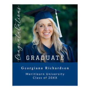Congratulations Graduate Photo Graduation Blue Poster
