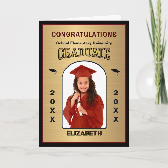 Congratulations Graduate Photo Graduation Gold  Card (Front)