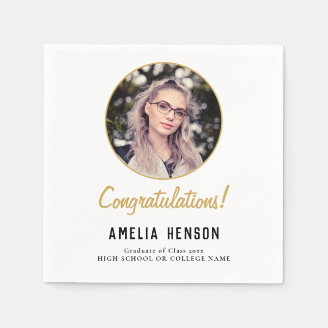 Congratulations Graduate Photo Graduation Party  Napkin (Front)
