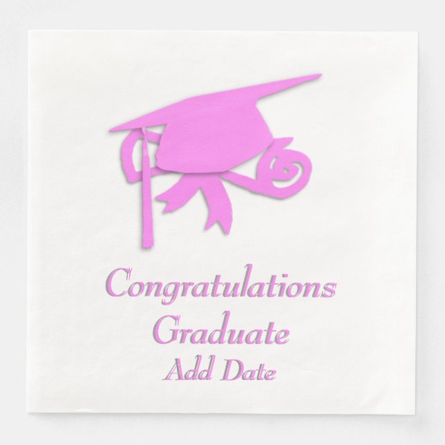 Congratulations Graduate Pink Cap Graduation Napkin (Front)