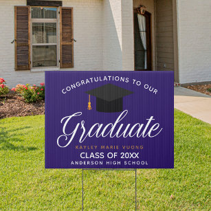 Congratulations Graduate Purple Gold Class of 2021 Garden Sign