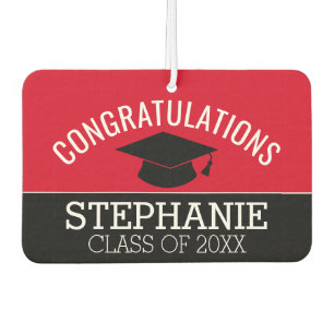 Congratulations Graduate - Red Black Graduation Car Air Freshener