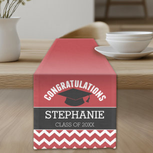 Congratulations Graduate - Red Black Graduation Short Table Runner