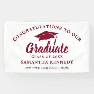 Congratulations Graduate Simple Burgundy And White Banner
