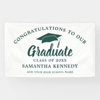 Congratulations Graduate Simple Green And White Banner