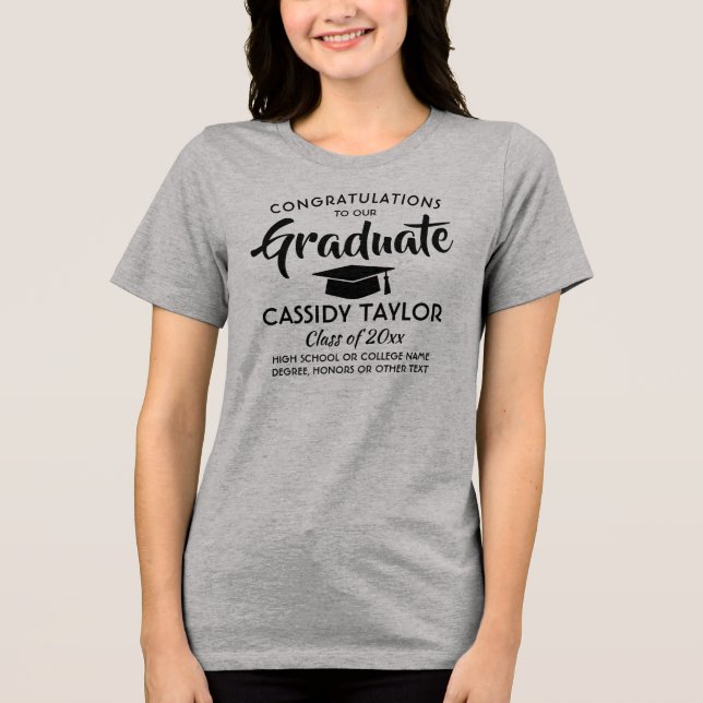 Congratulations Graduate Simple Modern Graduation Tri-Blend Shirt (Front)