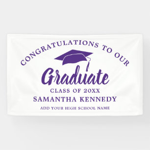 Congratulations Graduate Simple Purple And White Banner