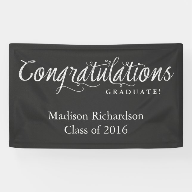 Congratulations Graduate Trendy Chalkboard Style Banner (Horizontal)