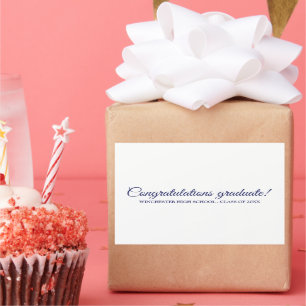 Congratulations Graduate white navy custom script  Rectangular Sticker