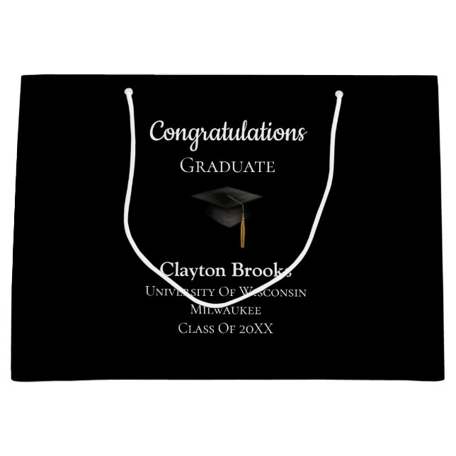 Congratulations Graduate With Cap Large Gift Bag (Front)