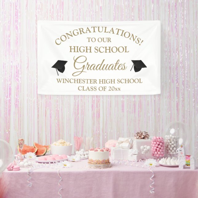 Congratulations graduates gold custom graduation banner (Party)