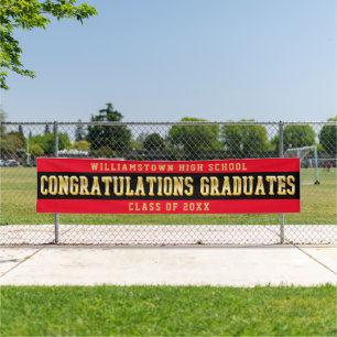 Congratulations Graduates Red   Black   Gold Banner