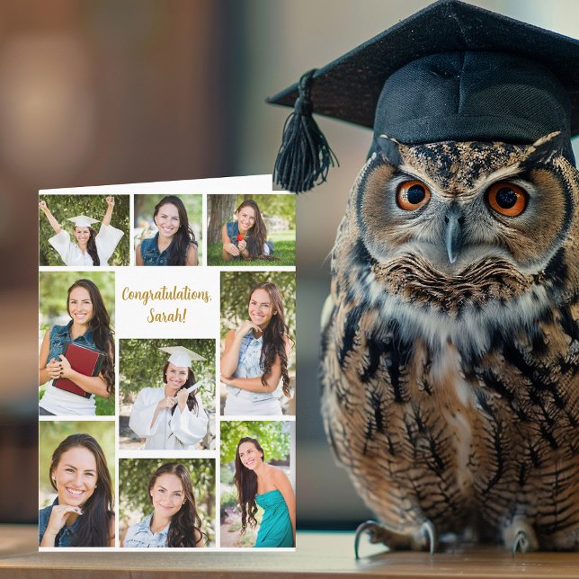 Congratulations Graduation 9 Photo Collage Card (Creator Uploaded)
