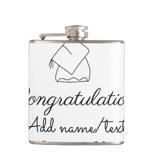 Congratulations graduation add name text year clas hip flask