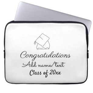 Congratulations graduation add name text year clas laptop sleeve