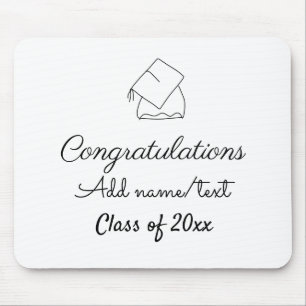 Congratulations graduation add name text year clas mouse mat