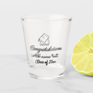 Congratulations graduation add name text year clas shot glass