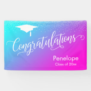 Congratulations Graduation Aqua and Pink Ombre Banner