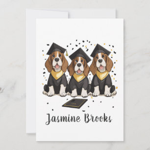 Congratulations Graduation Basset Hound Dogs Announcement
