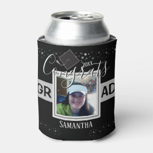 Congratulations Graduation Black Confetti Can Cooler