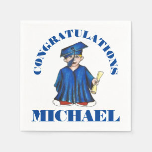 Congratulations Graduation Boy Graduate Cap Gown Napkin