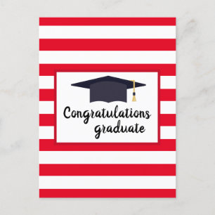 Congratulations Graduation Cap With Stripes Red Postcard