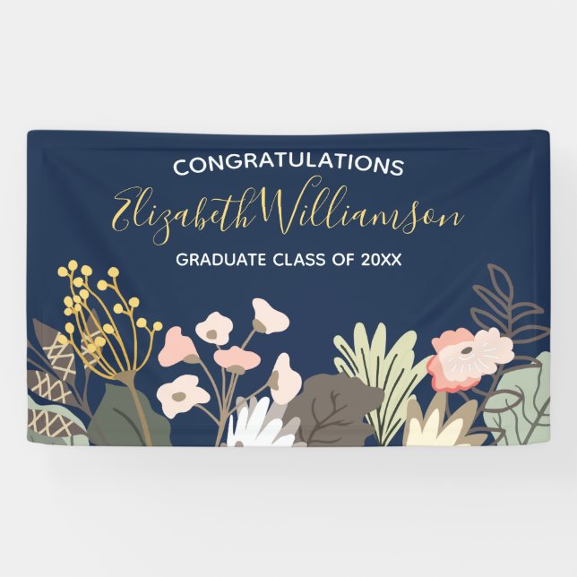 Congratulations Graduation Class of Floral Banner (Horizontal)