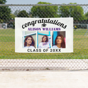 Congratulations graduation class of photo purple banner