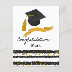 Congratulations Graduation Confetti black gold  Postcard