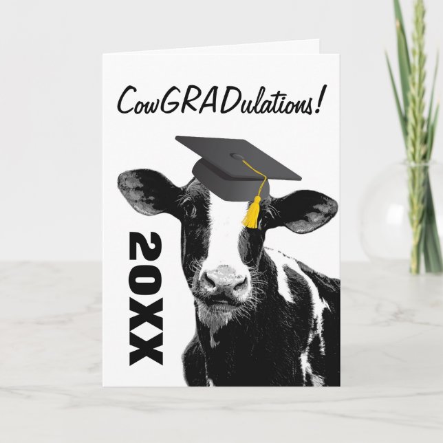 Congratulations Graduation Funny Cow in Cap Card (Front)