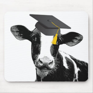 Congratulations Graduation Funny Cow in Cap Mouse Mat