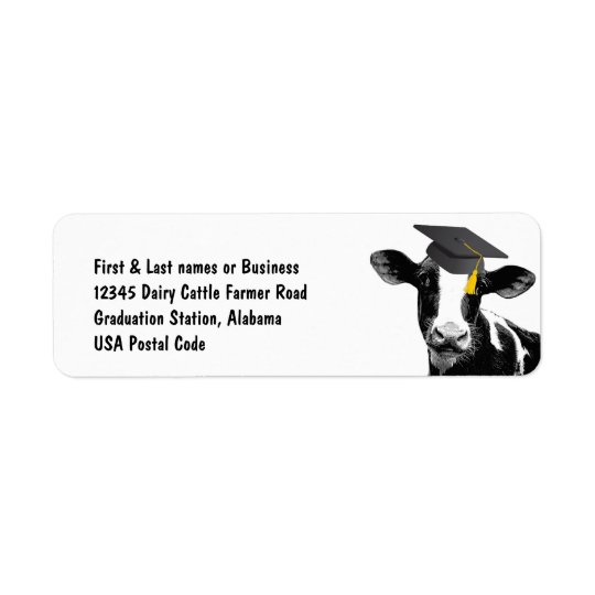 Congratulations Graduation Funny Cow in Cap Return Address Label