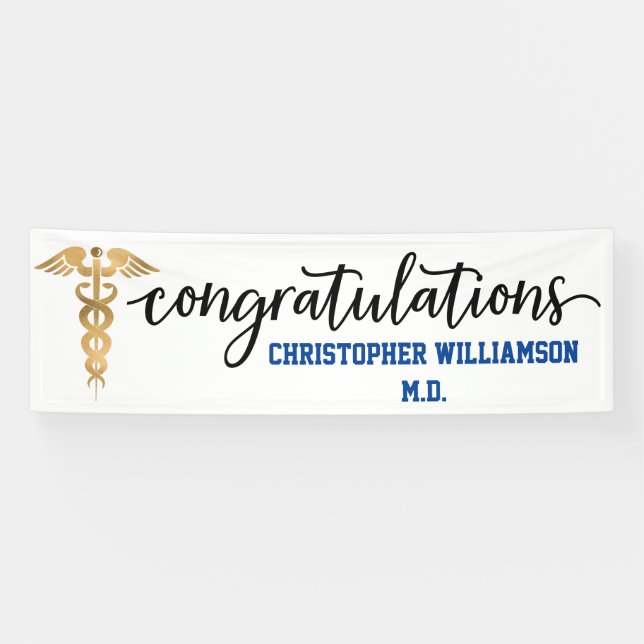 Congratulations Graduation Gold Medical Doctor Banner (Horizontal)