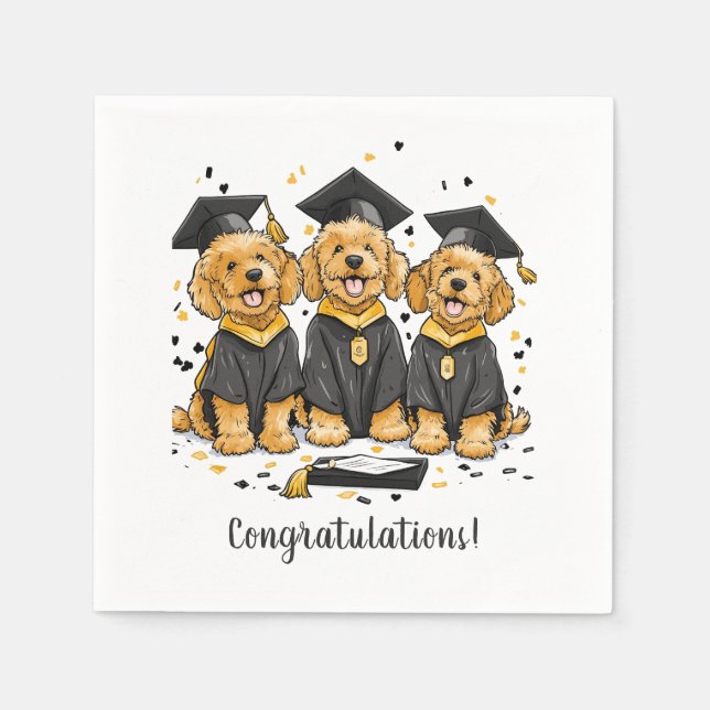 Congratulations Graduation Goldendoodle Dogs Napkin (Front)