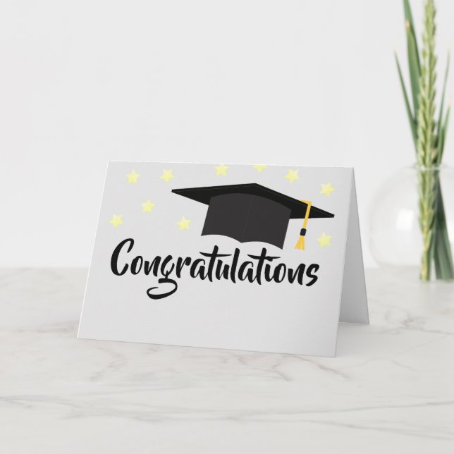 Congratulations Graduation Hat Surrounded By Stars Card (Front)