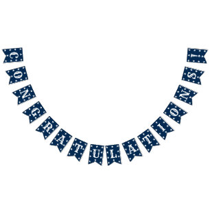 Congratulations Graduation Party Blue White Decor Bunting