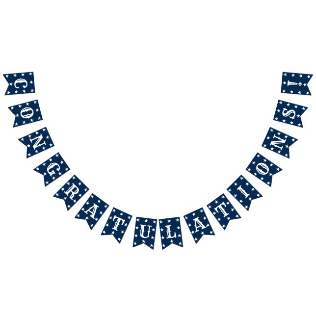 Congratulations Graduation Party Blue White Decor Bunting (All)
