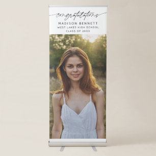Congratulations Graduation Party Script Photo Retractable Banner
